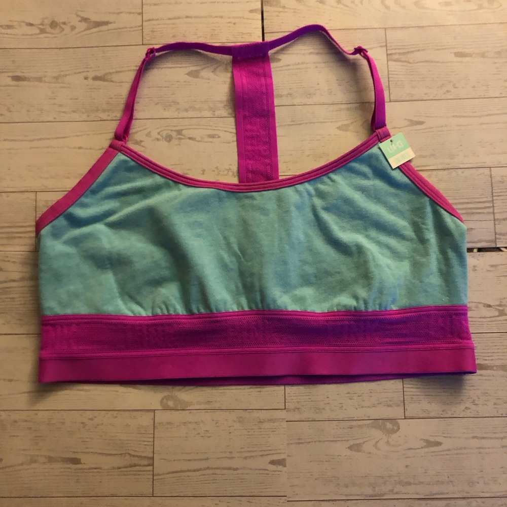 Pink and Blue Sports Bra